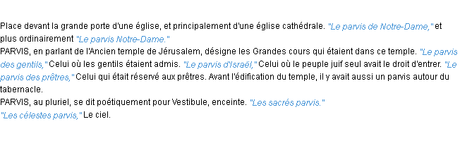 Définition parvis ACAD 1932