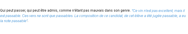 Définition passable ACAD 1932