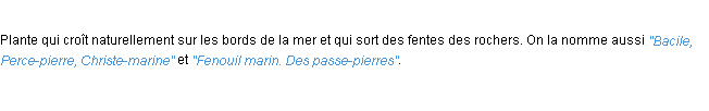 Définition passe-pierre ACAD 1932