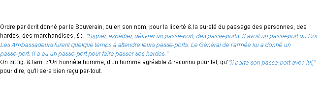 Définition passe-port ACAD 1762