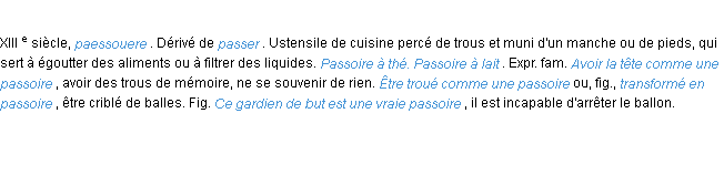 Définition passoire ACAD 1986