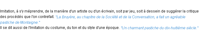 Définition pastiche ACAD 1932