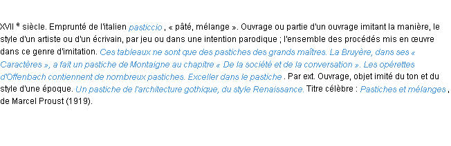 Définition pastiche ACAD 1986