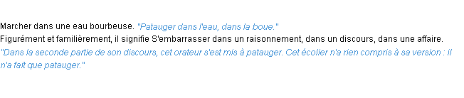 Définition patauger ACAD 1932