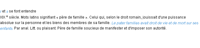 Définition pater familias ACAD 1986