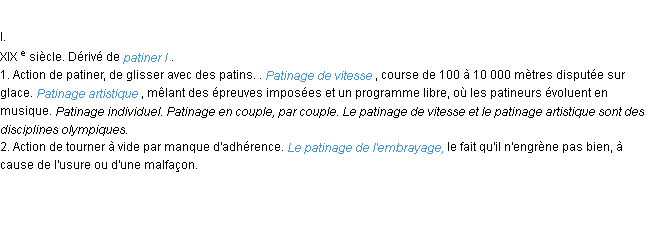 Définition patinage ACAD 1986