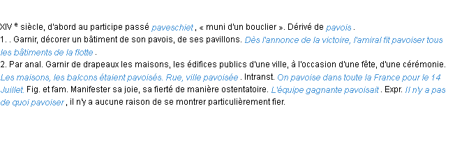 Définition pavoiser ACAD 1986