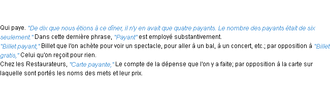 Définition payant ACAD 1835