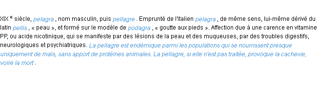 Définition pellagre ACAD 1986