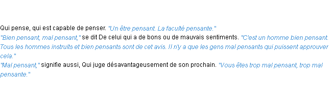 Définition pensant ACAD 1835