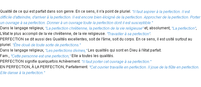 Définition perfection ACAD 1932