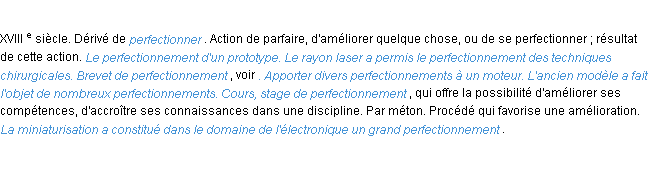 Définition perfectionnement ACAD 1986