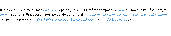 Définition perforer ACAD 1986