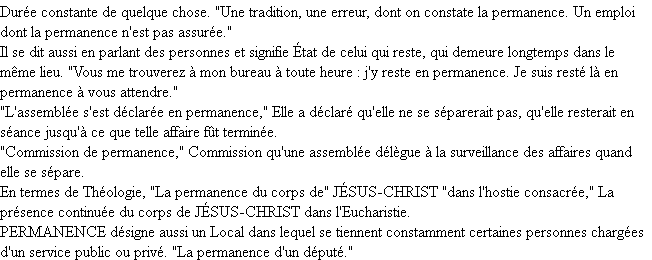 Définition permanence ACAD 1932