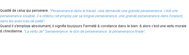 Définition perseverance ACAD 1694