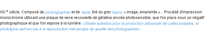 Définition phototypie ACAD 1986