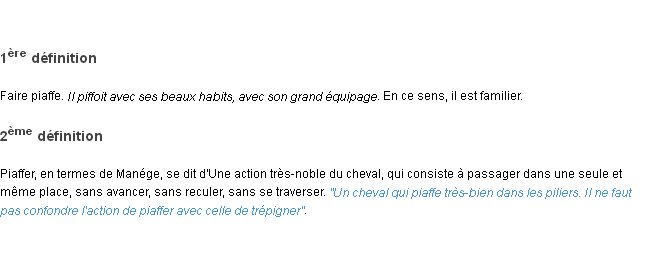 Définition piaffer ACAD 1798