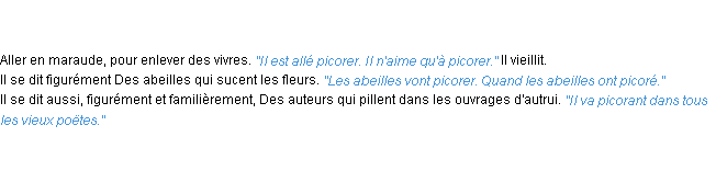 Définition picorer ACAD 1835