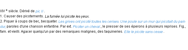 Définition picoter ACAD 1986