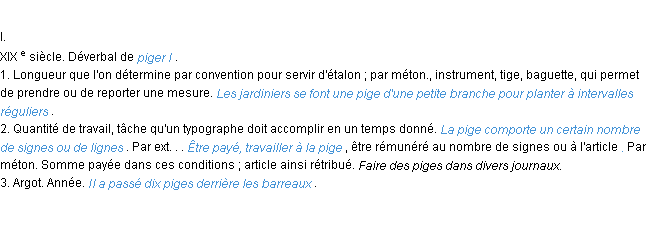 Définition pige ACAD 1986