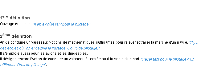 Définition pilotage ACAD 1932