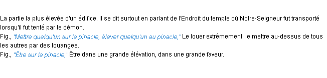 Définition pinacle ACAD 1932