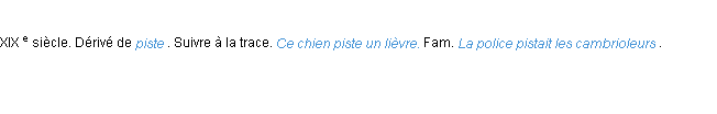 Définition pister ACAD 1986