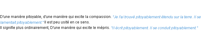 Définition pitoyablement ACAD 1835