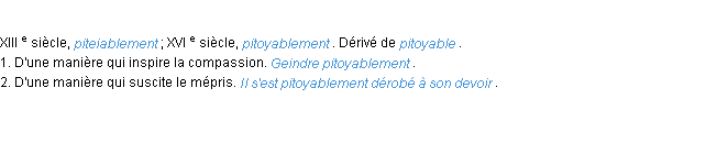 Définition pitoyablement ACAD 1986