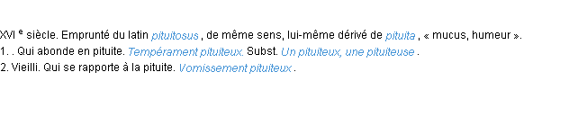 Définition pituiteux ACAD 1986