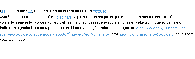 Définition pizzicato ACAD 1986