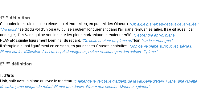 Définition planer ACAD 1932