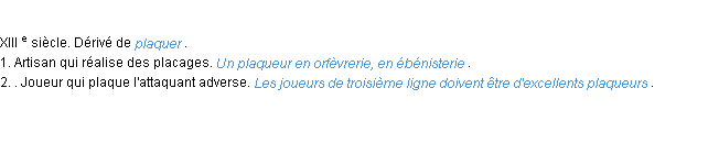 Définition plaqueur ACAD 1986