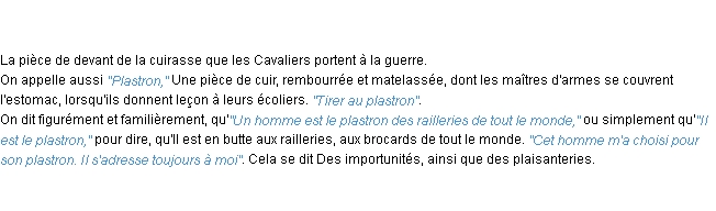 Définition plastron ACAD 1798