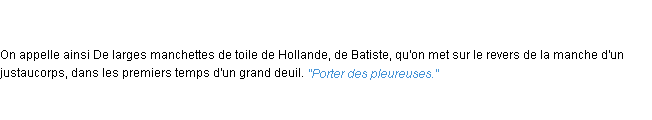 Définition pleureuses ACAD 1762