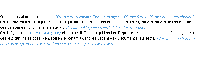 Définition plumer ACAD 1798