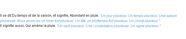 Définition pluvieux ACAD 1835
