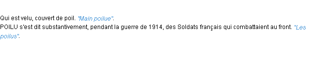 Définition poilu ACAD 1932
