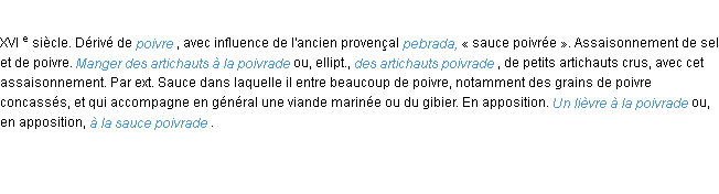 Définition poivrade ACAD 1986