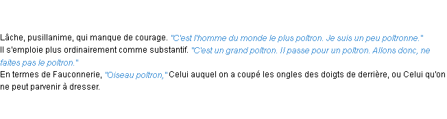 Définition poltron ACAD 1835