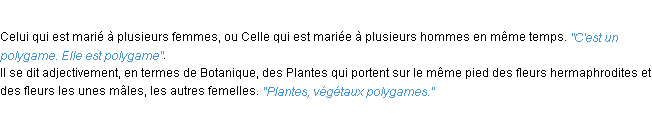 Définition polygame ACAD 1932
