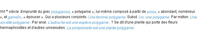 Définition polygame ACAD 1986