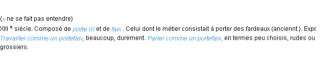 Définition portefaix ACAD 1986