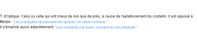 Définition presbyte ACAD 1835