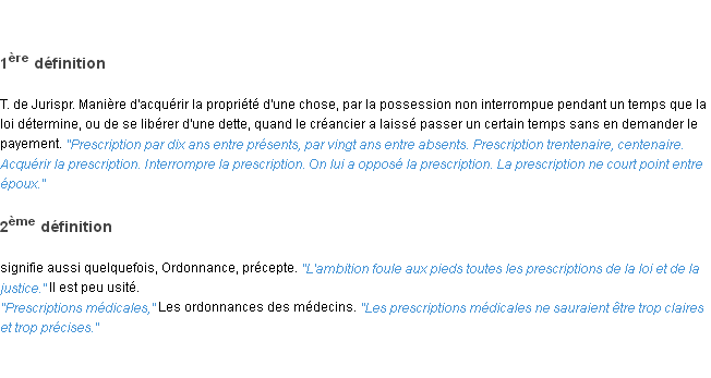 Définition prescription ACAD 1835