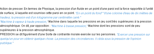 Définition pression ACAD 1932