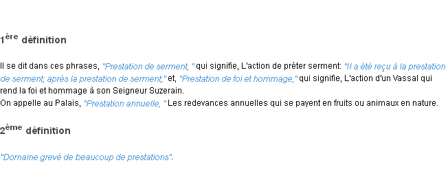 Définition prestation ACAD 1798