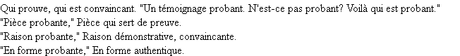 Définition probant ACAD 1932