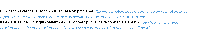Définition proclamation ACAD 1932