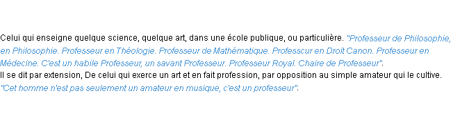 Définition professeur ACAD 1798